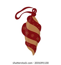 Christmas icicle toy. Beautiful decorations for Christmas tree. Holiday ornaments. Hand-drawn vector illustration in flat cartoon style.