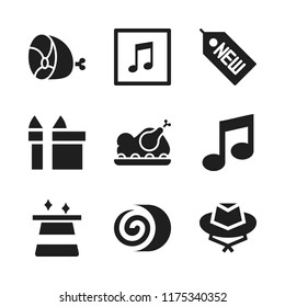 christmas icon. 9 christmas vector icons set. gift, hat and roast chicken icons for web and design about christmas theme
