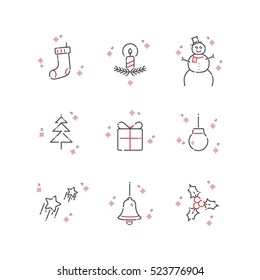 Christmas icon, background, card, ornaments, element, Vector file