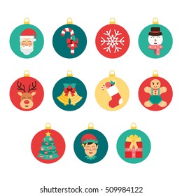 Christmas icon balls vector set 