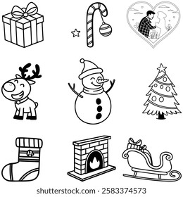 Christmas icon bundle line art and illustrator eps