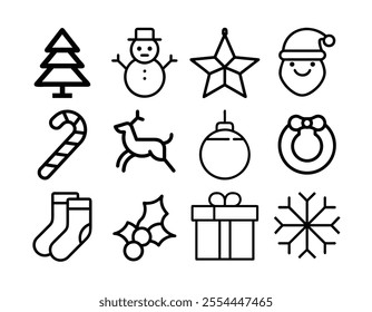 Christmas Icon Bundle Vector Illustration