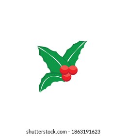 Christmas Icon Cherry With Leaf Vector 
