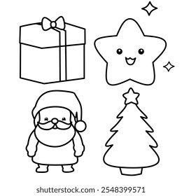 Ícone de Natal clip art set outline simples ilustração 
