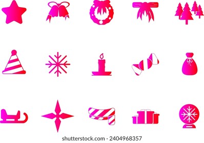 Christmas Icon Collection Set Vector
