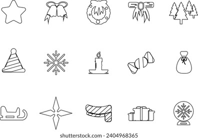 Christmas Icon Collection Set Vector