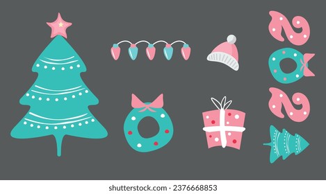 Weihnachtssymbolkollektion. Vektorbild