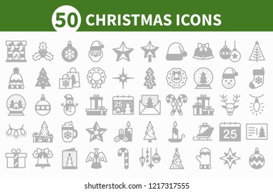 Christmas icon collection, winter holiday background, xmas decoration elements, noel ornaments, festive backdrop, colorful pattern, vector illustration, filled outline icons set