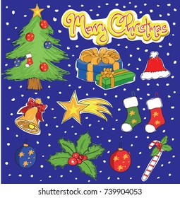 christmas icon dark blue background vector
