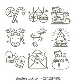 Christmas icon design with outline style
