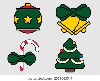 Christmas icon design set, vector winter holiday symbol collection.