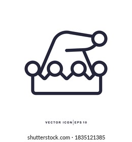 Christmas Icon - Dwarf Hat Icon Vector Design Outline Style on White Background. EPS 10