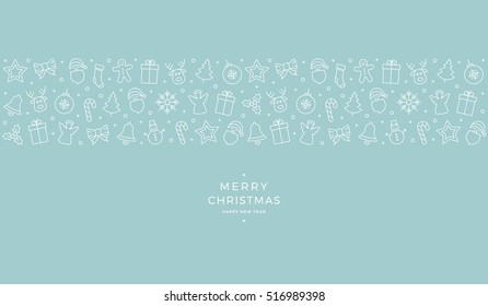 christmas icon elements banner blue background