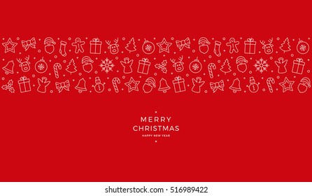 christmas icon elements banner red background