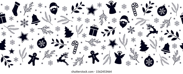 Christmas icon elements border decoration card pattern white background.