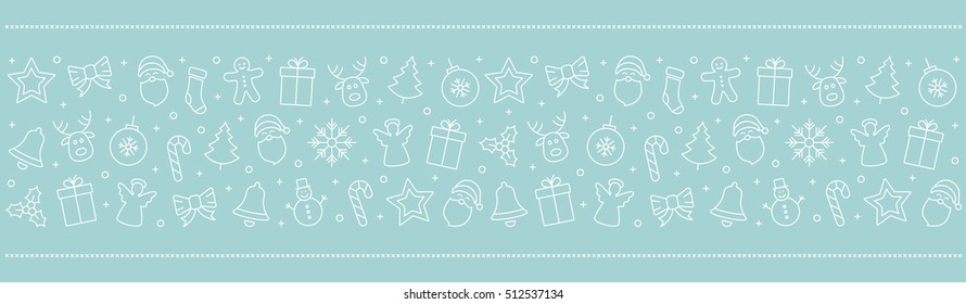 christmas icon elements border ice blue background