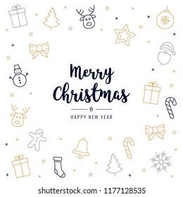 christmas icon elements card greeting text white background
