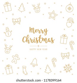christmas icon elements card greeting text white background