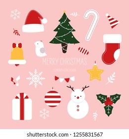 Christmas icon elements drawn style. Vector illustration design.