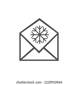 Christmas icon. Christmas email message icon. Vector illustrations. Flat design.