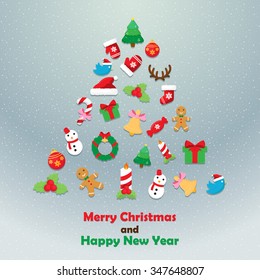Christmas icon fir tree background and card xmas icon snow background