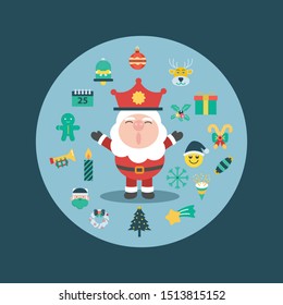 Christmas icon flat design with green background