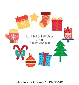Christmas icon flat design with white background