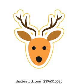 Christmas icon. Flat vector illustration deer face