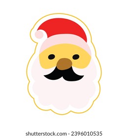Weihnachtssymbol. Flaches Vektorgrafik-Santa-Clave-Gesicht