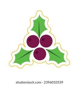 Christmas icon. Flat vector illustration berry 
