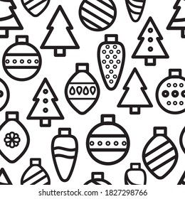 Christmas icon greeting vector seamless pattern border. Christmas New Year celebration party dinner eve. For greeting cards, social media, sale advertising. Snowflakes, balls, candies, food, gift box.