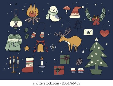  Christmas icon handwritten illustration winter