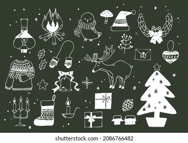  Christmas icon handwritten illustration winter
