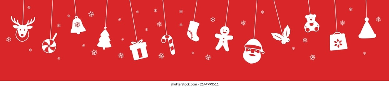 Christmas icon hanging, greeting card design vector illustration