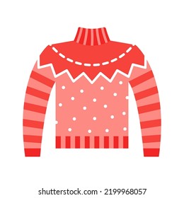 Christmas icon. Happy new year holiday and Merry Christmas. Vector illustration red wool sweater icon 