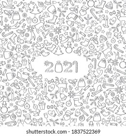 Christmas icon holiday background. Happy New 2019 Year greeting card design