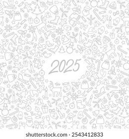 Christmas icon holiday background with numbers 2021. Happy New Year wallpaper. Winter holiday grunge greeting card design. Happy Winter Holiday Doodle Greeting Card with handwritten Lettering 2021