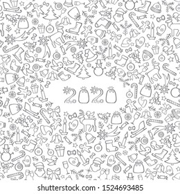 Christmas icon holiday calendar background. Happy New 2020 Year greeting card design