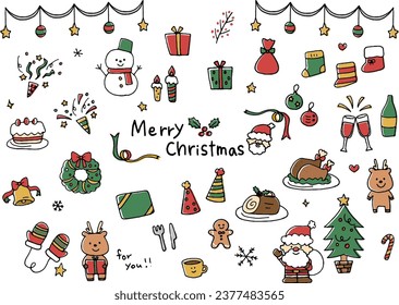 Christmas icon illustration material set
