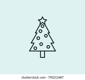 Christmas icon line isolated on clean background. Xmas tree concept drawing icon line in modern style. Vector illustration for your web site mobile logo app UI design.