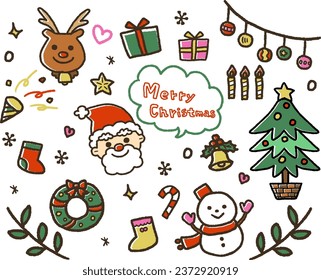 Christmas icon material illustration set
