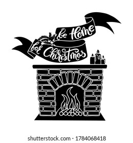 christmas icon, Merry Christmas and Happy New year. Element of festive background design invitations, greetings, banners, posters. Isolation. Vector icons for business and holidays. Fireplace. Candle