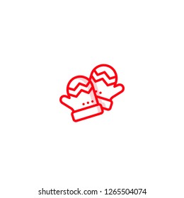 Christmas icon. Christmas mitten icon. Gloves icon.