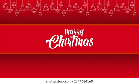 Icono de Navidades sobre fondo rojo. Tarjeta de Navidad con decoraciones navideñas. Con Navidades y fondo de Nuevo año