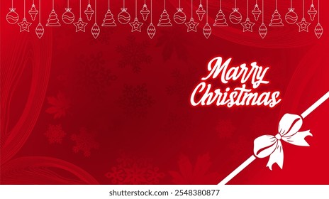 Christmas icon on red background. Christmas card with holiday decorations. With Christmas and New Year background