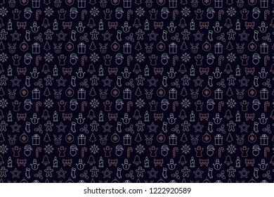 christmas icon ornament elements seamless pattern background
