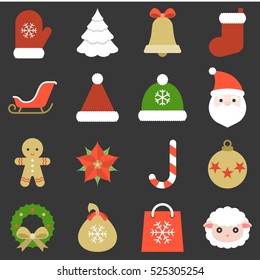 Christmas icon, ornaments and decoration, flat design