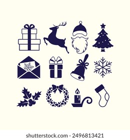 christmas icon pack element vector
