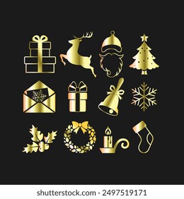 christmas icon pack element vector