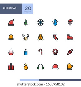 Christmas icon pack with filled outline style